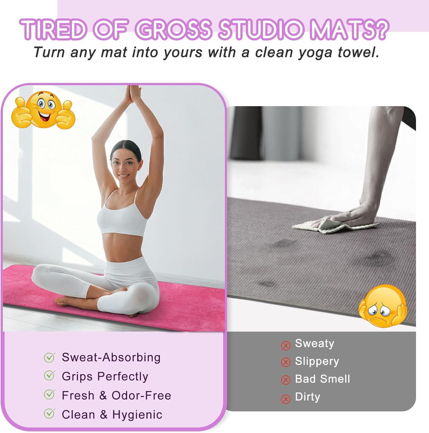 Yoga Mat Towel, Extra Thick 60 - Yoga Fitness Pilates ulasan dan harga