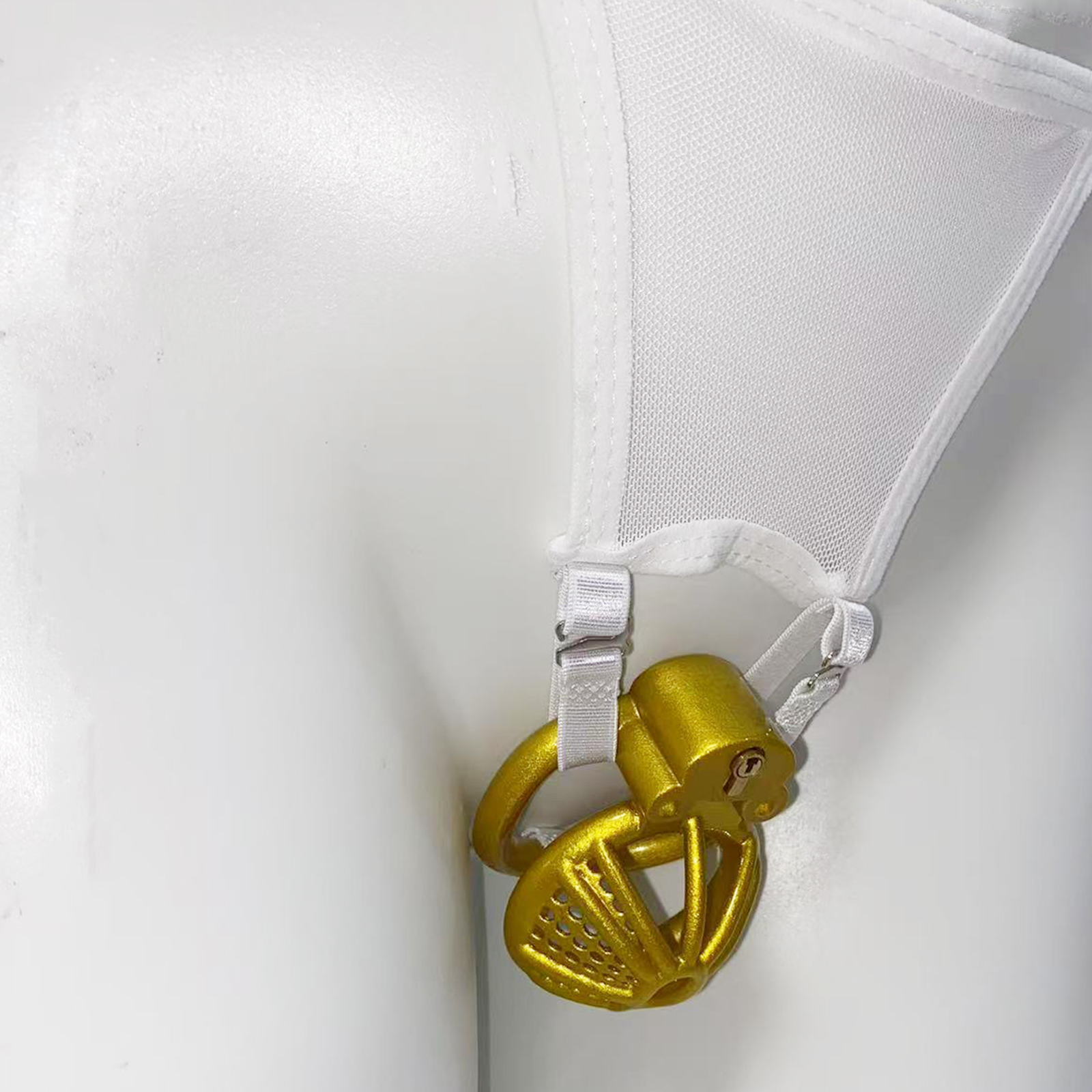 White Thong Male Chastity Cage - Resistance Bands ulasan dan harga