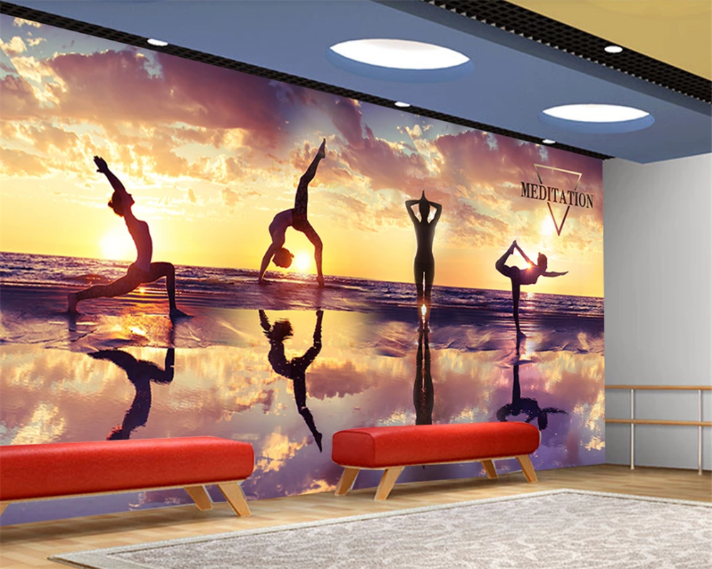 3d wallpaper mural sunset suns - Yoga Fitness Wallpaper ulasan dan harga