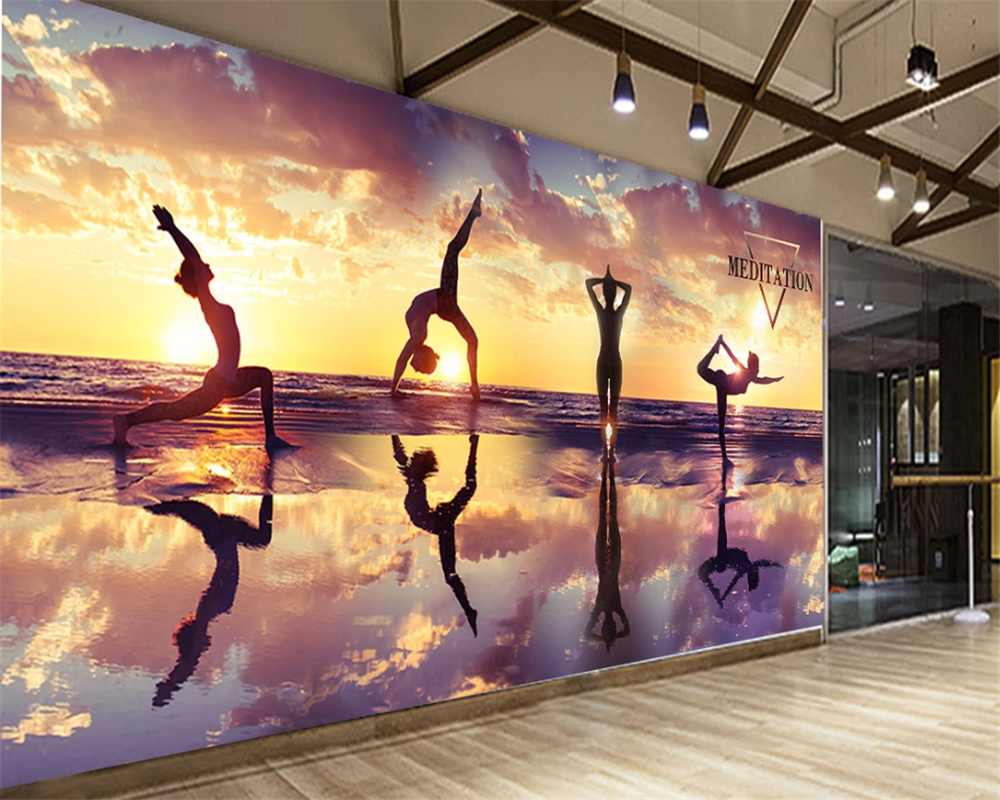 3d wallpaper mural sunset suns - Yoga Fitness Wallpaper ulasan dan harga