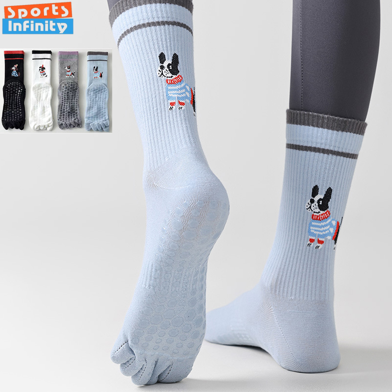 Cute Dog Print Yoga Socks Anti - Yoga Fitness Dance ulasan dan harga